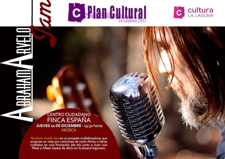 CulturaLaLaguna's tweet photo. HOY jueves, 21 de diciembre, en el Centro Ciudadano Finca España: Música con " Abraham Arvelo Jam" a las 19:30 horas. Entrada libre hasta completar aforo. https://t.co/0jkAHdLKUk
