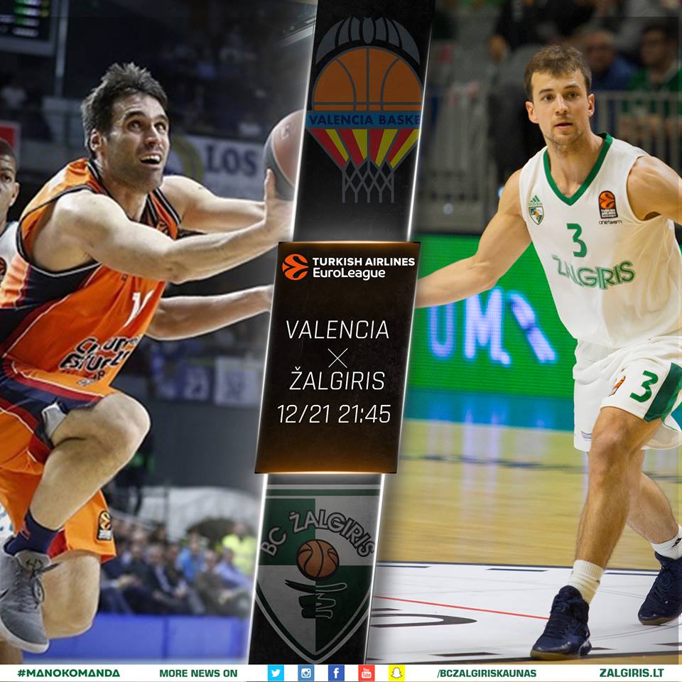 bczalgiris's tweet photo. 🌟 #GAMEDAY!        
🏀 @EuroLeague Round 14     
🤼 @valenciabasket 🆚#Zalgiris 
🏙️ #Valencia
🕙 21:45 Lithuanian time      
#⃣ #VBCZAL 
💚 #ManoKomanda https://t.co/ltYqLkk5Wl
