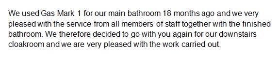 GasMark1Watford's tweet photo. Some more lovely feedback from a repeat customer in #Watford. Another successful #bathroom installation! 🚿🛁😁 https://t.co/1VPT2GMtjr