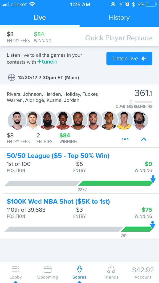 RowdyDFS's tweet image. Time to get a streak going
