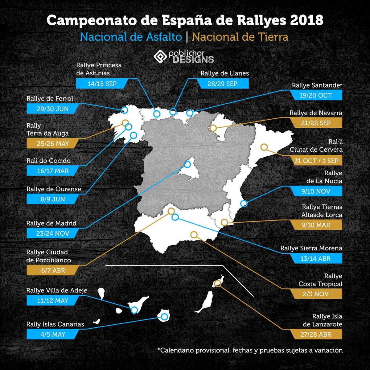 Calendario provisional de Rallyes 2018 <a href="/RFEDA/">ALI_RFEDA</a> <a href="/DaniSordo/">Dani Sordo</a>  @aresracing03 @SurhayenPernia <a href="/ClubHyundai/">Club Hyundai España</a> #CERA #CERT <a href="/AUTOhebdoSPORT/">AUTOhebdoSPORT</a>