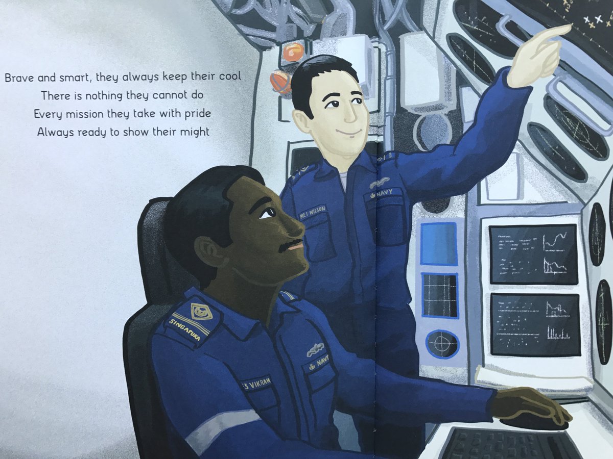 DefenceMinSG's tweet photo. Two RSN officers decided to commemorate #RSN50 their special way – by writing a series of four books for children called “Ahoy, Navy!”. Have a look at some illustrations. The books are available @NLB libraries if you would like a read. #storytelling #navy https://t.co/grdnRLEkIA