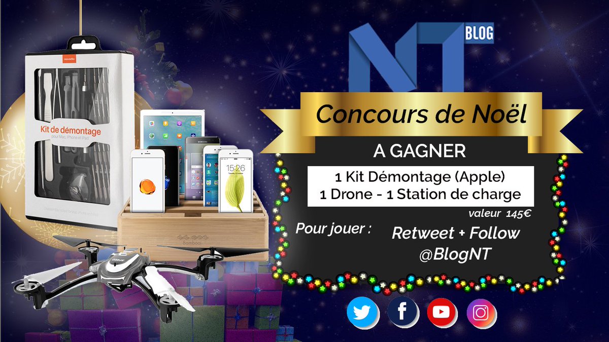 BlogNT's tweet image. Noël 2017 : Gagne un drone, une station de charge et kit démontage grâce à MacWay blog-nouvelles-technologies.fr/124058/noel-20… via @BlogNT #Noel #Noel2017 #NoelDuBlogNT #Novodio