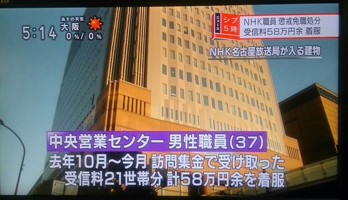 屑 Nhk職員が訪問して集めた受信料を着服していた まとめダネ
