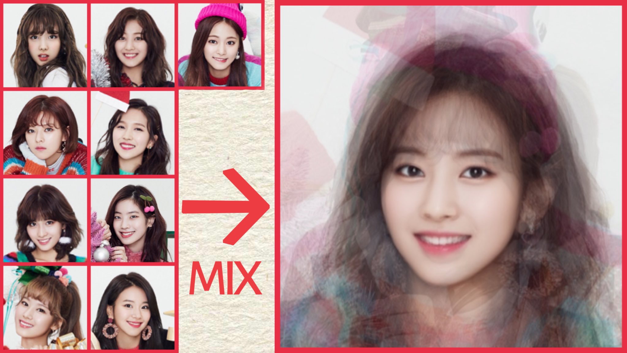 きたもち Twiceの9人の顔を合成して平均顔を作ってみた さすがtwice めちゃ美人 平均顔 美人だと思ったらrt