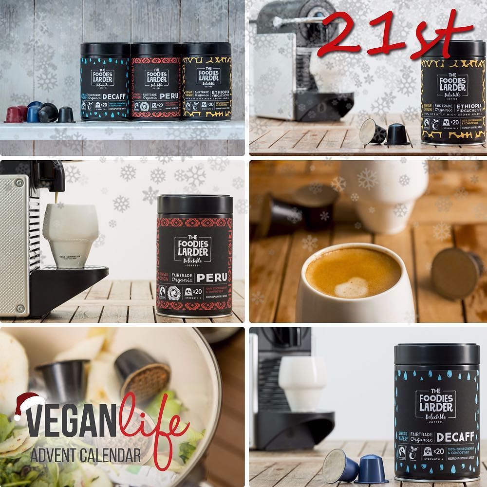 VeganLife_Mag's tweet photo. It's day 21 of our advent giveaway!
Coffee lovers, we've got something for you...
Win the full 'Delectable Coffee' capsule range from @foodieslarder worth £30!
100% Biodegradable & compostable, all 3 are #Vegan Approved and filled with #organic, #Fairtr… https://t.co/ETYG81wJ4b https://t.co/22YFh9f8Vo