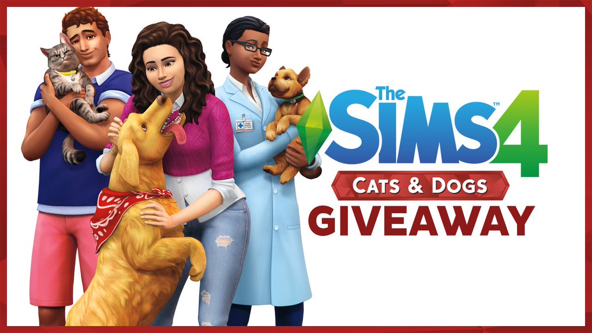 TheSimCommunity's tweet photo. TWITTER GIVEAWAY: FOLLOW + RT for a chance to win a copy of #TheSims4 Cats &amp; Dogs for PC! Ends December 24th at 8PM CET. Good luck! https://t.co/aQ9sAYltdV