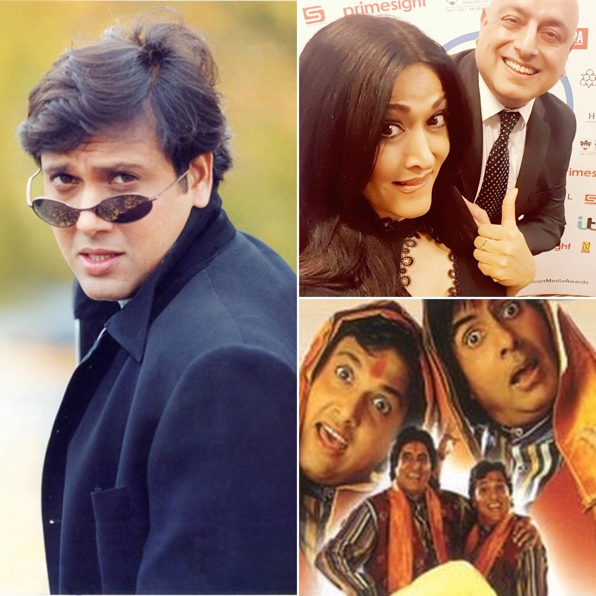 ThisIsSunrise's tweet photo. With #InTheFillums today we say a Humoungous Happy birthday to the man who kept us laughing through the 90's! @govindaahuja21 ๐๐All the best Chichi Bhaiya ๐ #RajGhaiAndSonia #bollywood #BadeMiyanChoteMiyan #Govinda #AmitabhBachchan #AnupamKher #RaveenaTandon #RamyaKrishnan https://t.co/y8kJqTNtjR