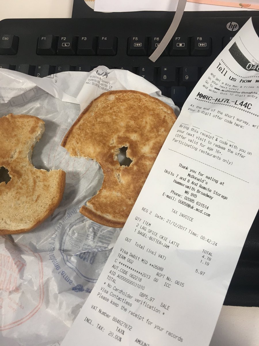 EmilyQZ's tweet photo. When you order a bagel with Jam and get this...! Disgraceful McDonalds, what is this? https://t.co/THdNgyspxL