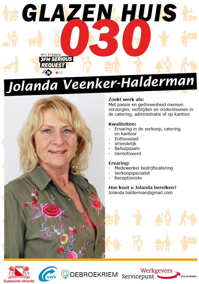 MarionMooij's tweet photo. Deze topper Jolanda Veenker-Halderman is vandaag de hele dag aanwezig in het Glazen Huis en is bij voorkeur op zoek naar werk in de catering. Heb jij als werkgever mogelijkheden voor Jolanda, kom dan gerust langs in het Glazen Huis vandaag! https://t.co/GFpJwtMZ1G