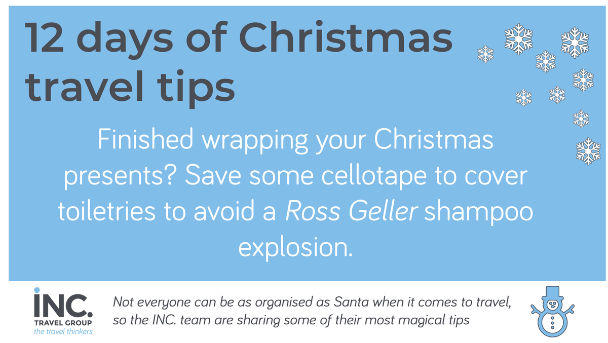 IncTravel's tweet photo. Cellotape: The ultimate travel too! #dontbelikerossgeller #bemoresanta #biztravel #traveltips #christmas   #12daysofchristmas #5daystogo #christmascountdown #INCTravelTips #travelthinkers https://t.co/mCt5yxYcln