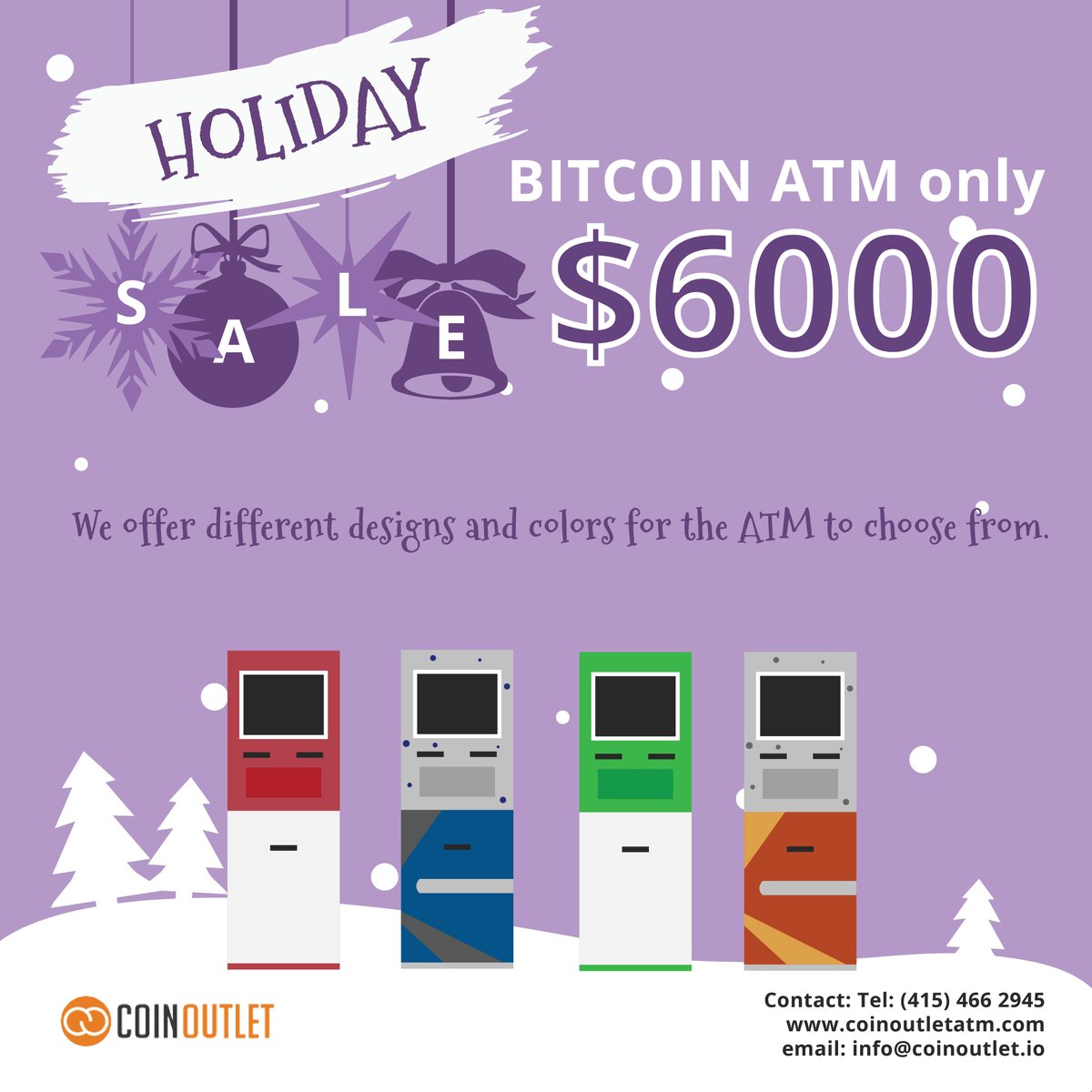 We offer different designs &amp; Colors for the ATMs that you can choose from: Our Holiday sale price at $6000 for the Bitcoin ATM

Buy Bitcoin ATM Today!

 #blockchain #atm #bitcoin #btm #bitcoinatm