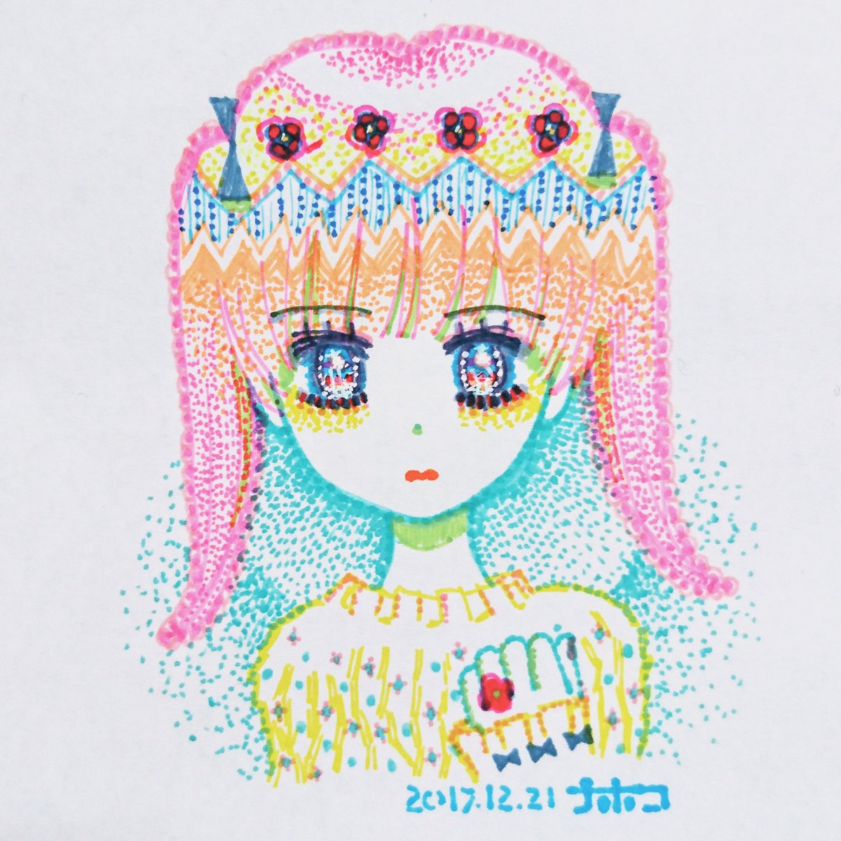 Uzivatel なほこ Na Twitteru 女の子 イラスト 画材屋さん寄ってカラーペンを買ったので描いてみた 自分だけの絵柄って難しいよね 女の子 かわいい イラスト Triplusfineliner カラフル ロリータ ロリィタ Pop Art T Co Kabib0nmqg