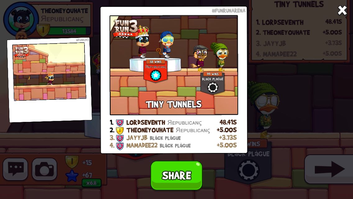 RepublicansFRA's tweet photo. Going strong #FunRun3 #FunRunArena https://t.co/1cVNJa2d9X