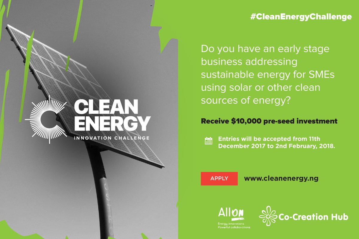 Co Creation Hub على تويتر Bring Your Ideas To Life Participate In The Cleanenergychallenge And Receive 10k In Pre Seed Investment Do You Have Ideas That Will Deliver Affordable Reliable Sustainable Clean Energy