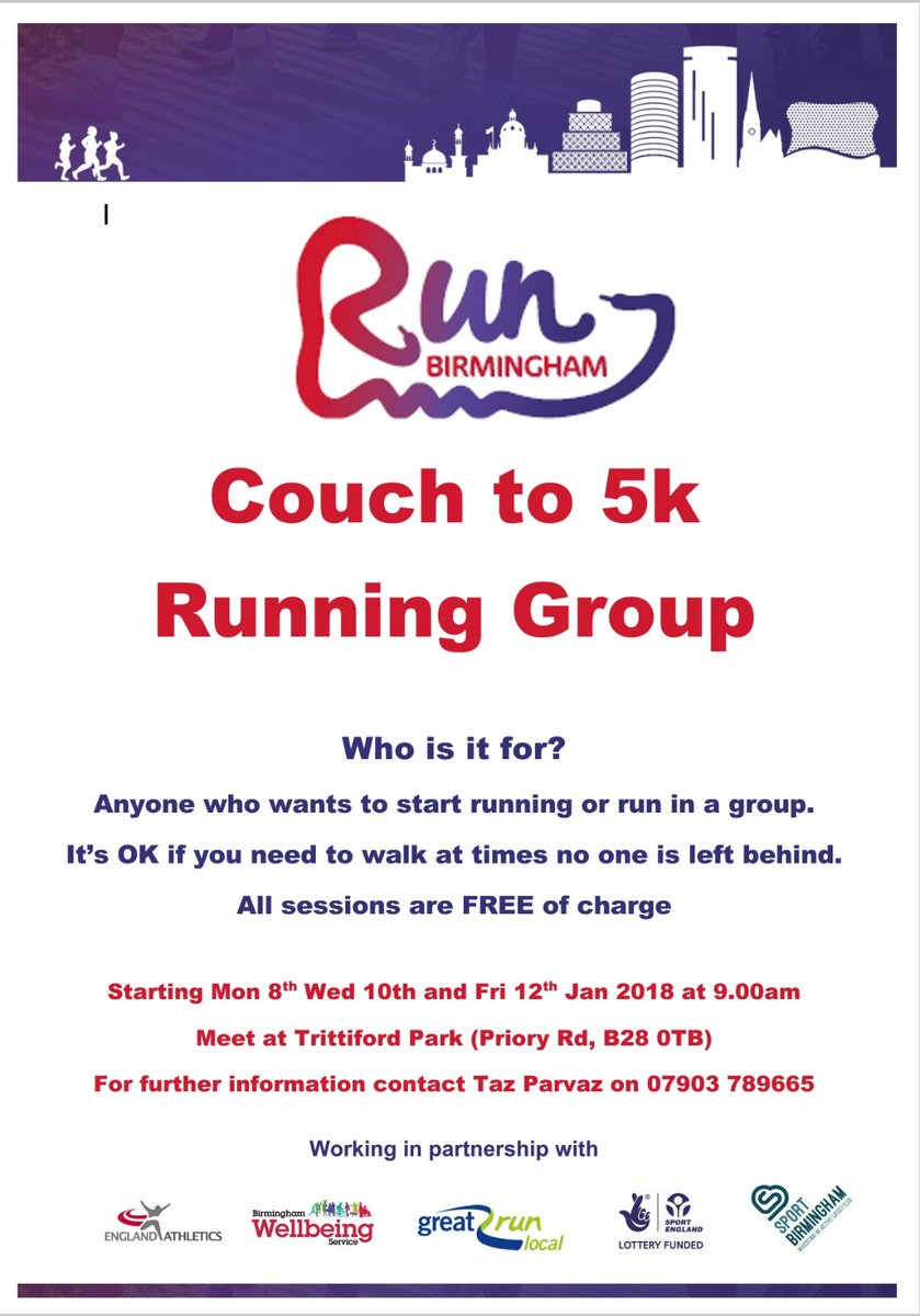 New couch to 5k groups start in January, perfect way to start a more active 2018. Find out more at runbirmingham.com or contact our activator on details below #werunbrum 🏃