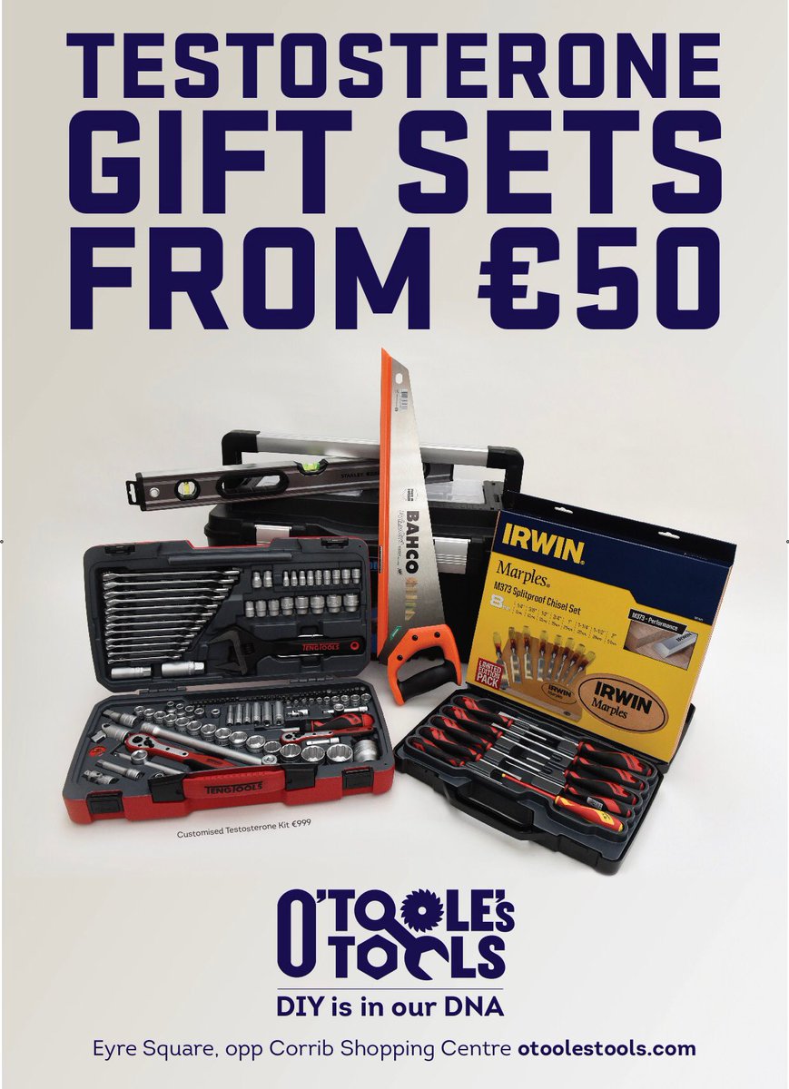 A unique gift idea for himself this year!
We can’t do much about his laziness but we can help with that Tool Kit..... Buy in-store or online here: bit.ly/2Bt9MX8
#TestosteroneKits #Presents #Xmas #Gift #Christmas2017 #Galway #ChristmasHasLanded