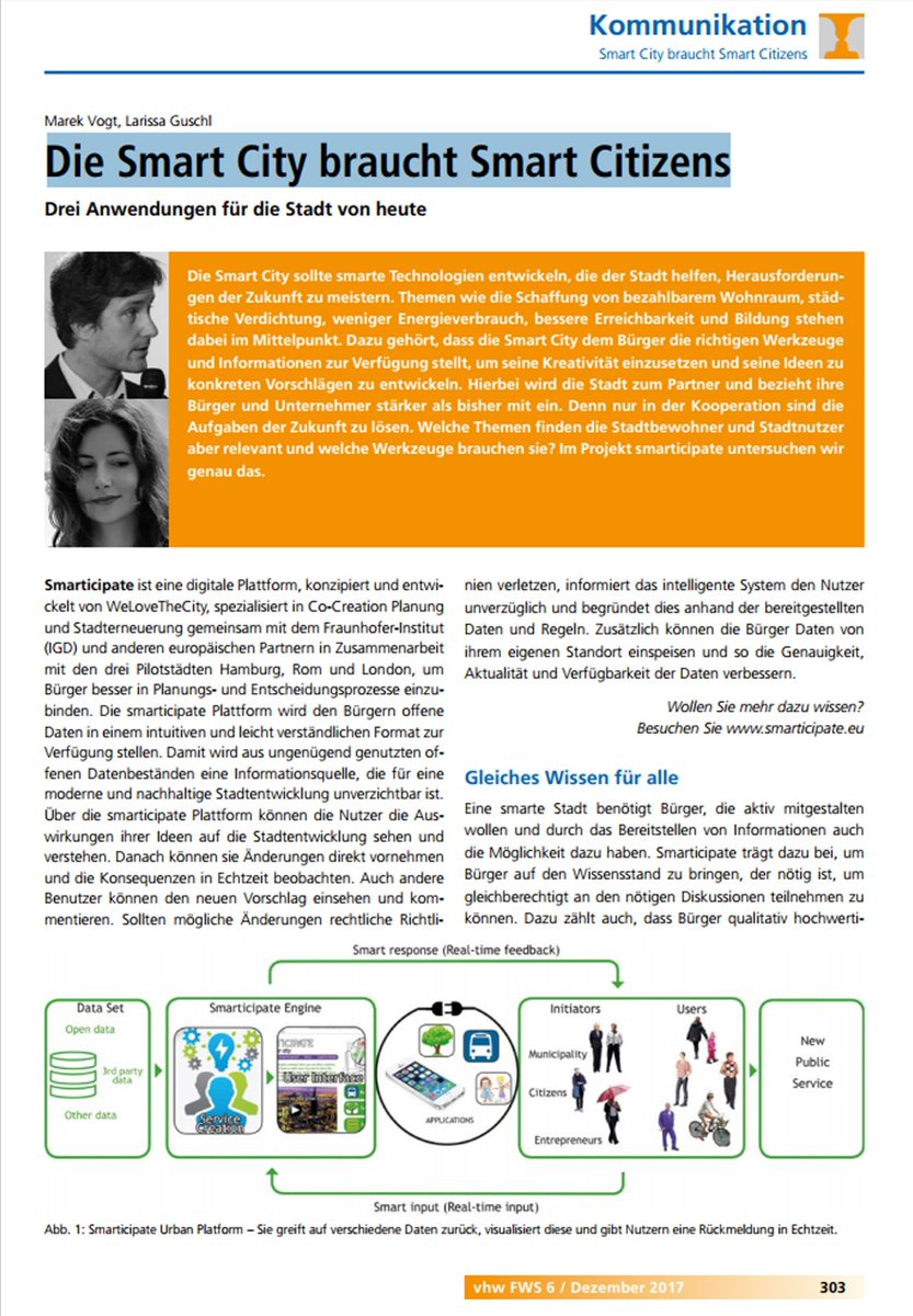 marvoart's tweet photo. Smart City needs Smart Citizens - An article in the german planning magazin about our EC project @Smarticipate: https://t.co/iw3tFpI3H4 https://t.co/aYKOvpZSqn
