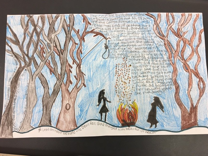 HumanitiesRHS's tweet photo. Great visual representations of symbolism in The Crucible by Mrs. LoBue and Mrs. Bieral's students. #RandolphSchools https://t.co/tjw43s0Eub