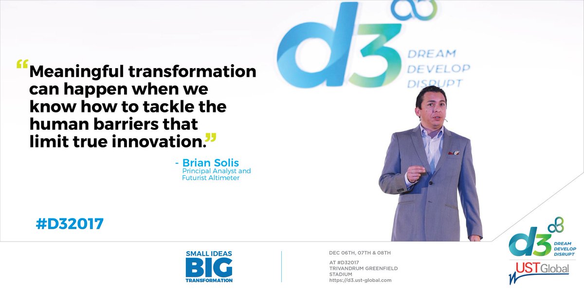 USTglobal's tweet photo. Leading digital analyst, futurist and best-selling author @briansolis , on #innovation at #D32017, "Every company in every industry is investing in innovation, disruption and digital transformation at varying levels." https://t.co/toneCh62BN