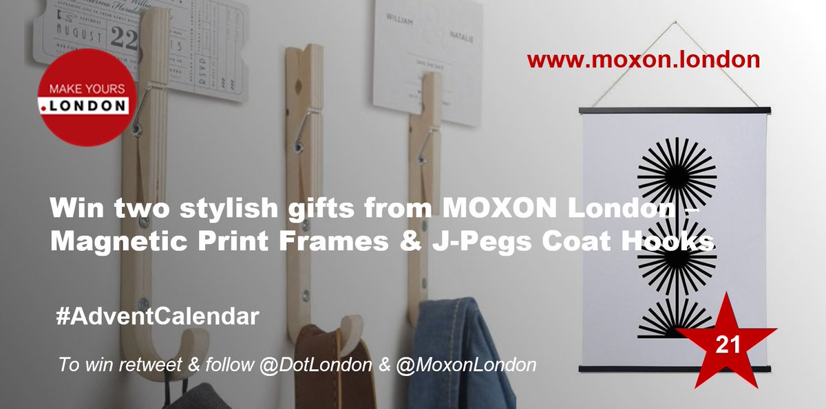 Day 21 #AdventCalendar! RT &amp; follow to #win two gifts from <a href="/MoxonLondon/">MOXON London</a> to add some style to your home - Magnetic Print Frames &amp; JPEGS Coat Hooks. moxon.london #DotLondon