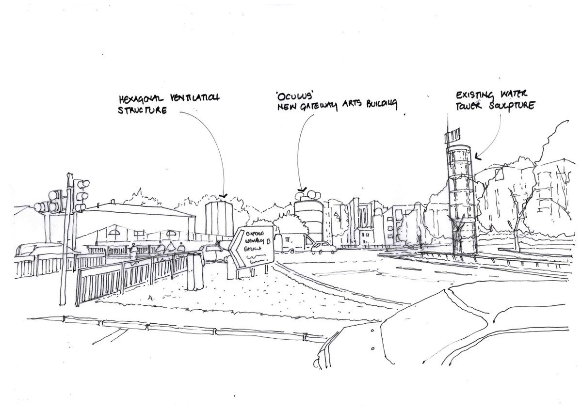 OCULUS! - Sculptor Rob Olins and Chance de Silva have designed 'Oculus' a curving, timber-clad, tree-topped building on Holland Park Avenue of artists studios, gallery, cafe and shared workspace.