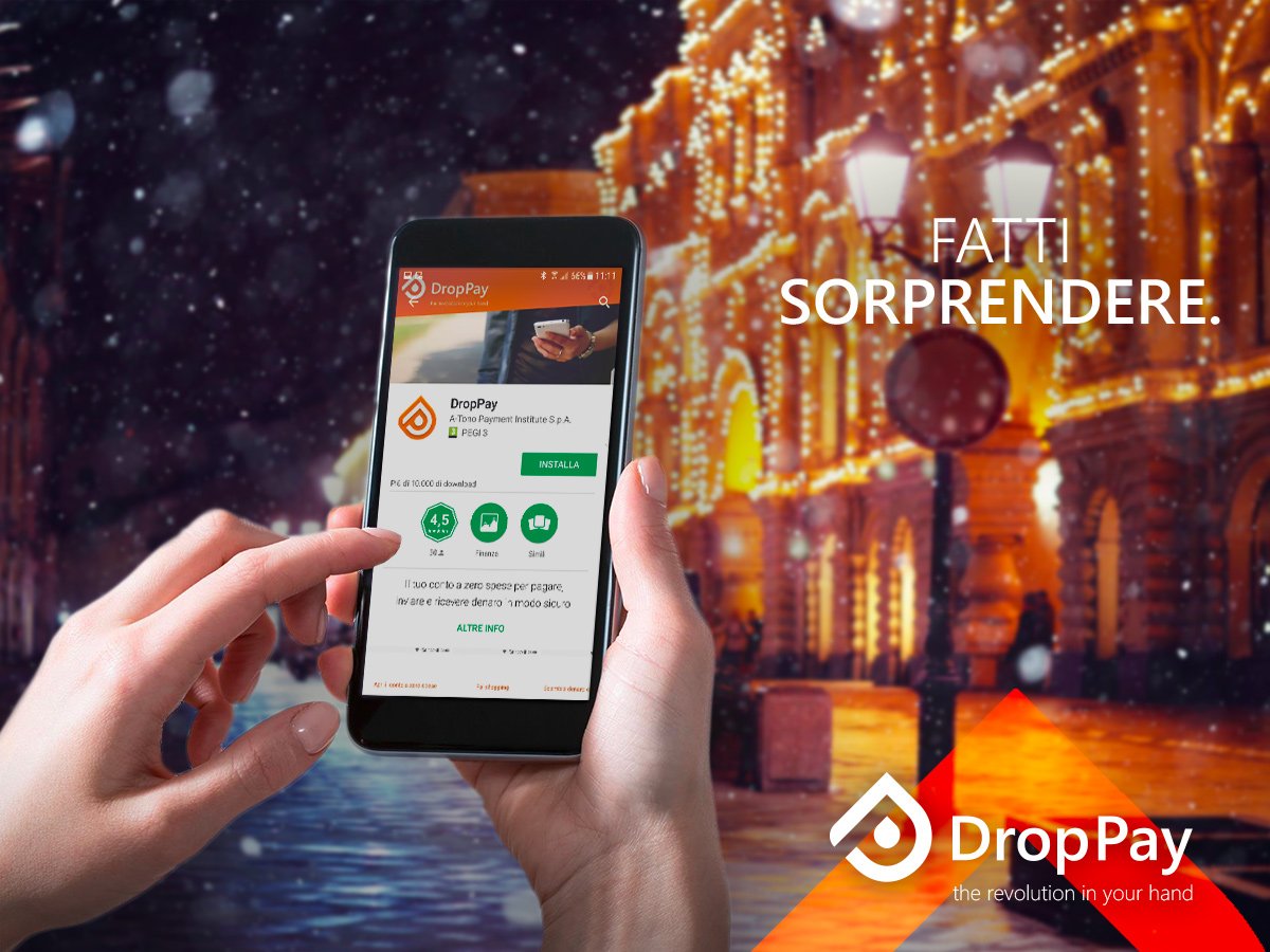 droppay's tweet photo. Semplice, conveniente, veloce: cosa vuoi di più da un’app? A #Natale scarica #DropPay e scopri un nuovo modo di pagare: https://t.co/729uC3EvxX https://t.co/mUIITPNlGy