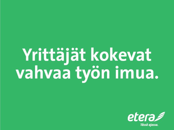 Suomalaiset #yrittäjät väsyvät työssään, mutta kokevat vahvaa työn imua, selviää Eteran tekemästä tutkimuksesta. #yrittäjyys #työhyvinvointi #työelämä  etera.mynewsdesk.com/pressreleases/…