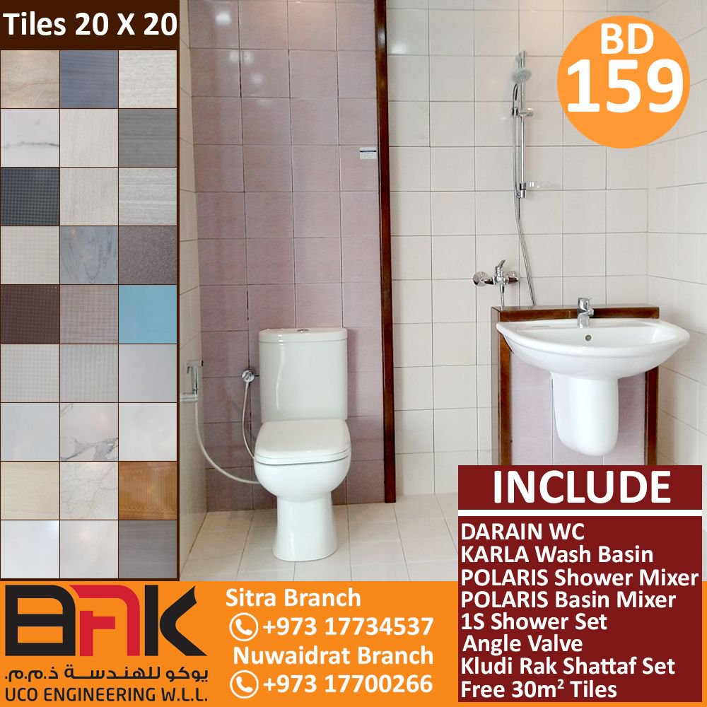 UcoEngineering's tweet image. #DAREEN #OFFER WITH #FREE #30 m2 #TILES #UCO #UCOENGINEERING #BAK #CERAMICS
#BAK #BAHRAIN #MANTECH #UCOENGINEERING #KAIKSOW #TILES #CERAMIC #CERAMICS #PORCELINE #PORCELAIN #SANITARY_WARE #SANITARYWARE #WASHBASIN #WASH_BASIN #البحرين #يوكو #يوكو_للهندسة #فلسطين #تقرير #Mantech