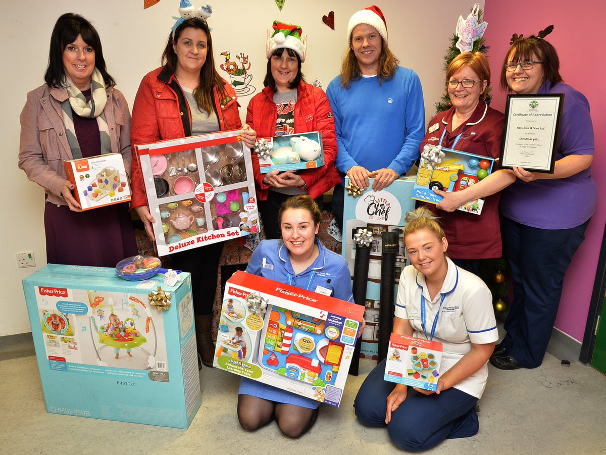 Laura, Marie, Phil and Louise delivering presents on behalf of Santa to King’s Mill Children’s Ward. #christmasjumperday2017