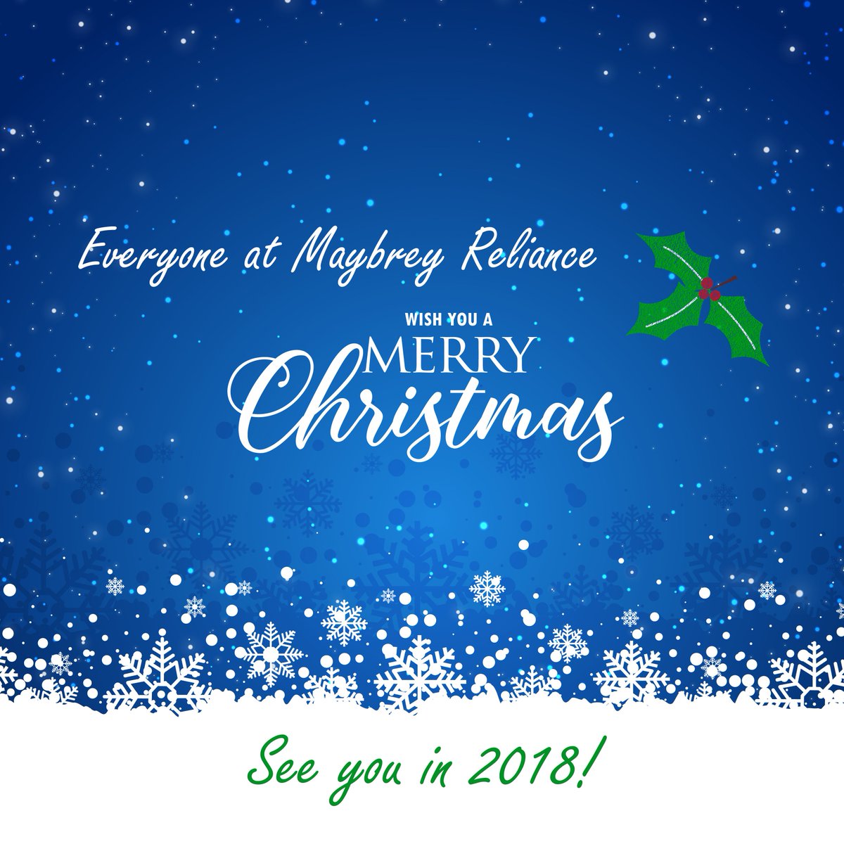 Merry Christmas from the <a href="/MaybreyReliance/">Maybrey Reliance</a> 🌟 we look forward to seeing you next year! #Christmas2017 #UKmanufacturing