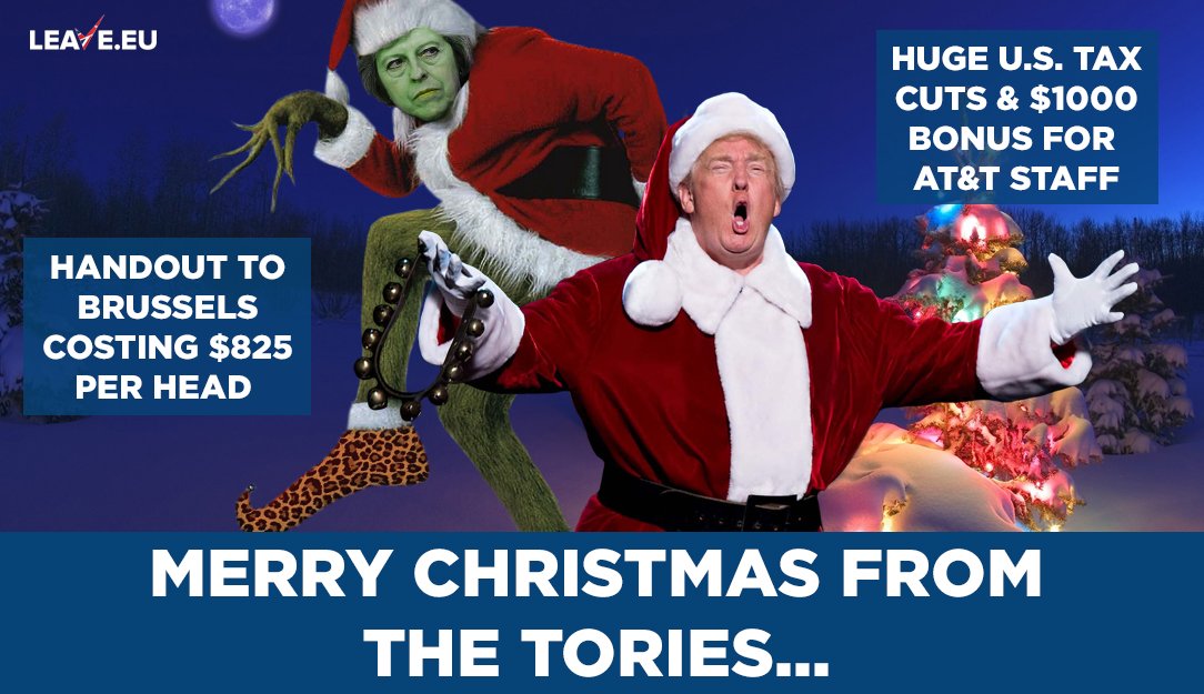 LeaveEUOfficial's tweet photo. While @realDonaldTrump is cutting taxes and putting money back in the pockets of American workers, Theresa May is selling out to Brussels and costing this country billions. We need proper leadership that puts our country first!

https://t.co/9GWjX6EXLm https://t.co/QTvPDKJ6sR