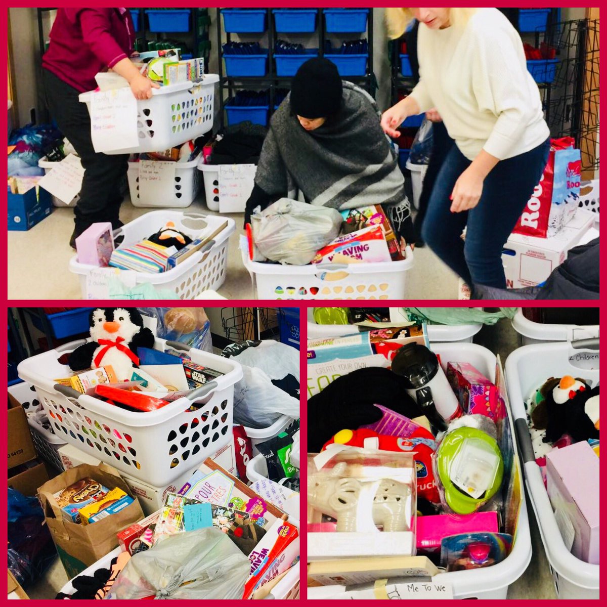 Thank you to all of @Agnesbears Partners including our Community Outreach Committee for making this happen, winter gift hampers filled up for 22 of our families.
