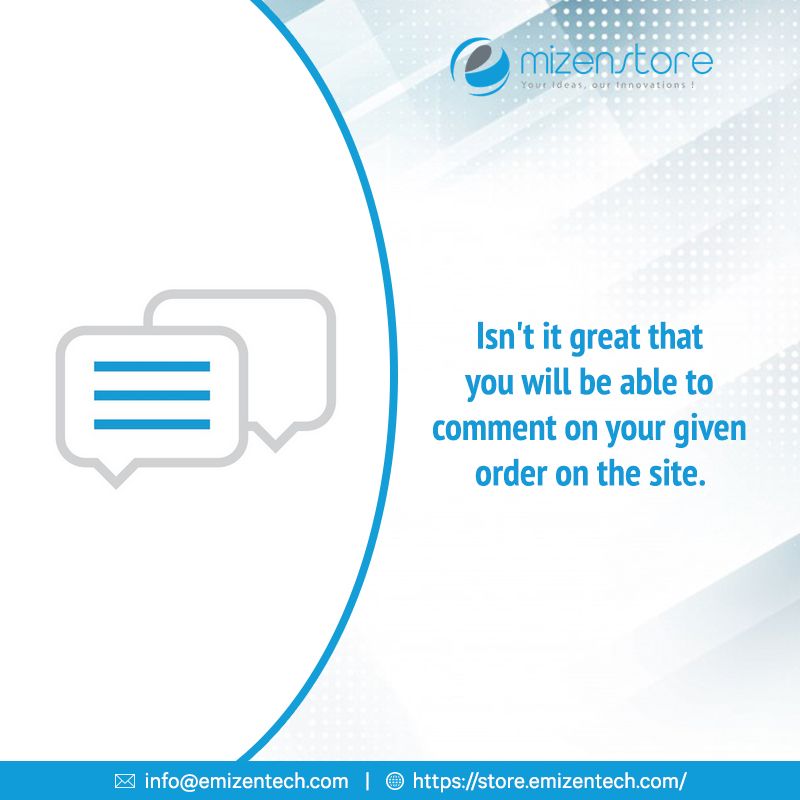 EmizenTech's tweet image. Isn't it great that you will be able to comment on your given order on the site. 
Get the details : buff.ly/2p8nCbN
#MagentoExtesnsions #Magento2Extensions #Magento2ExtensionsDevelopment #Magento2ExtensionsDevelopmentServices