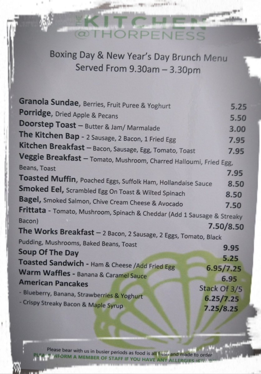 Have you seen our Boxing day menu... We are open 9am-5pm #perfectwalk #Thorpeness #suffolk #coast #winterwalks #christmasbreak #beachWalk #FamilyTime #together #boxingdayswim #willyoubewatching #cosyafternoon #dayoff #dogswelcome ☃️🎄🎅