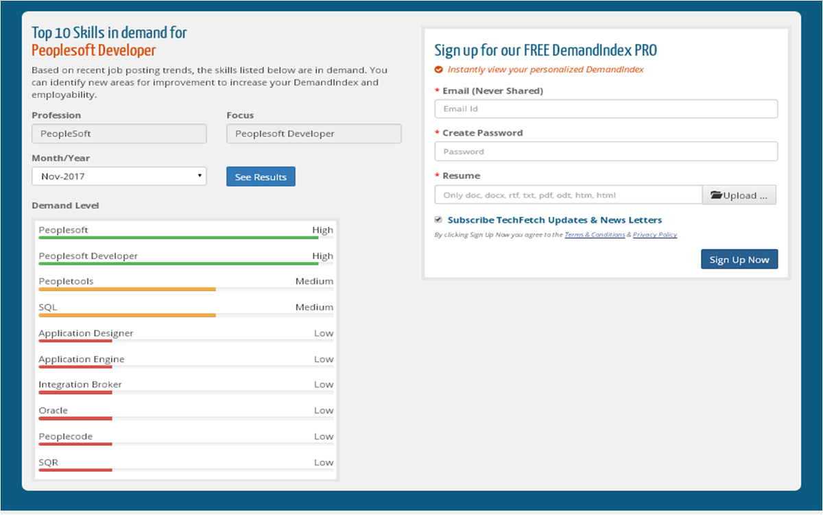 techfetch's tweet image. Top 10 Skills in demand for #peoplesoftdeveloper, vist us   bit.ly/1G5mfwN     See more hot Jobs at:   bit.ly/1MzBUFR