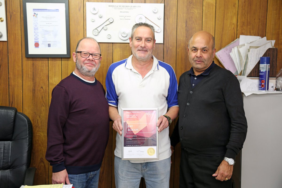 BidMum's tweet photo. Congratulations to Ray Boram on achieving 20 years of dedicated service at Biddle and Mumford Gears! https://t.co/q3CgcfdmsP