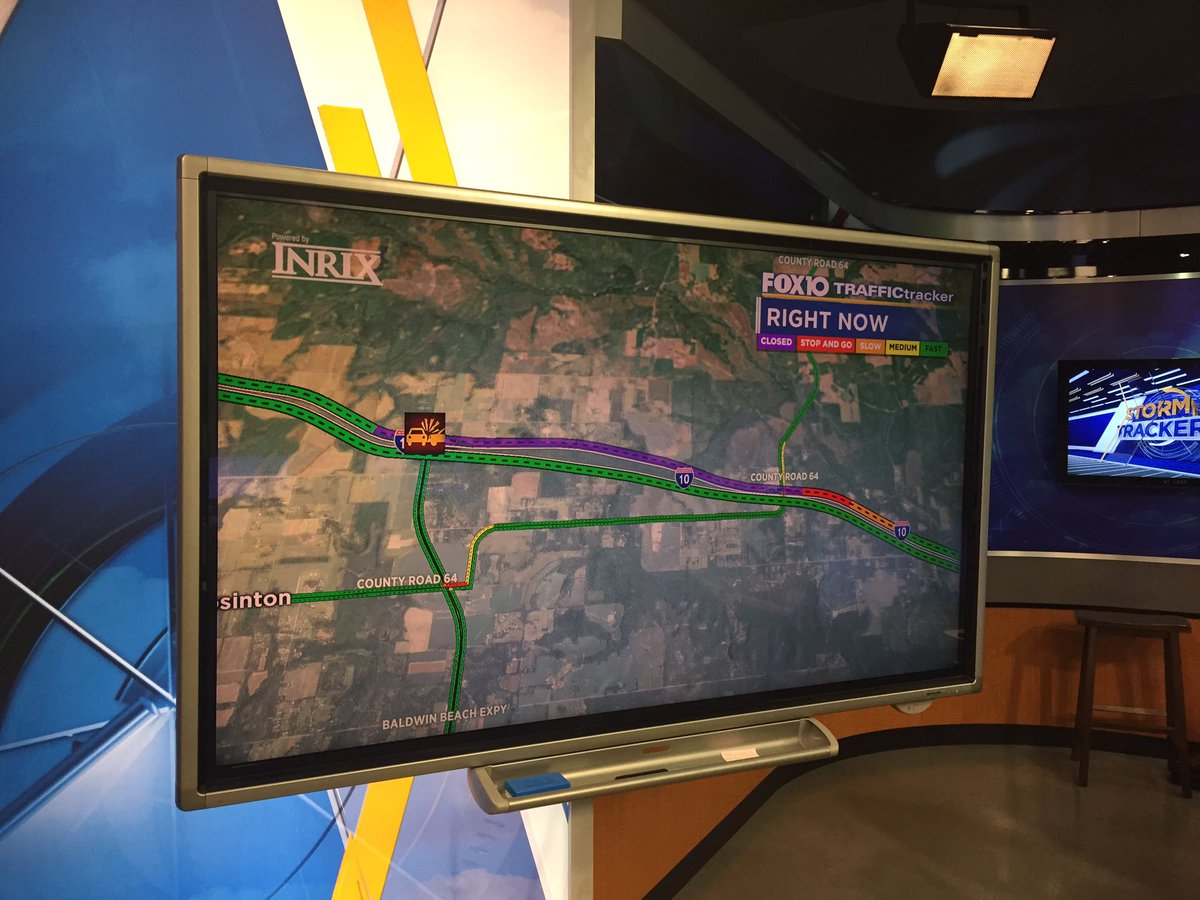 #TrafficAlert:  I-10 Westbound is closed between exits 53 and 48 due to accident near Baldwin Beach Express -> expect delays. <a href="/FOX10News/">FOX10News | WALA</a>