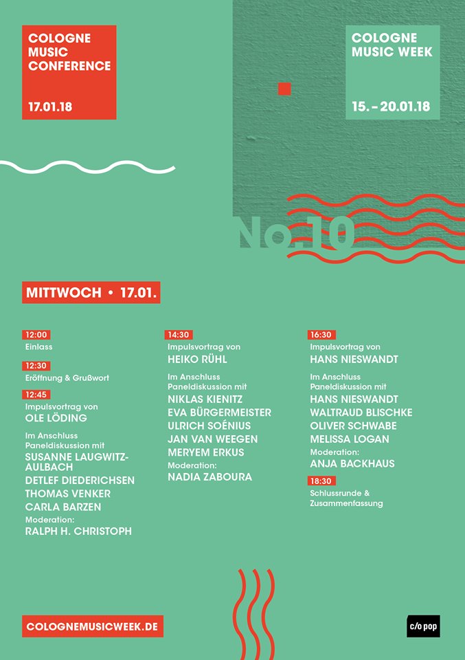 SongSoundCity's tweet photo. Great news: Ole has been invited to give one of the keynote speeches at next year's #CologneMusicConference on the 17th of Januar 18 and talk about the "Popcity #Cologne"! It's an honor! Info and registration here: https://t.co/3w0va86DCI https://t.co/aaM5Bk0ndS