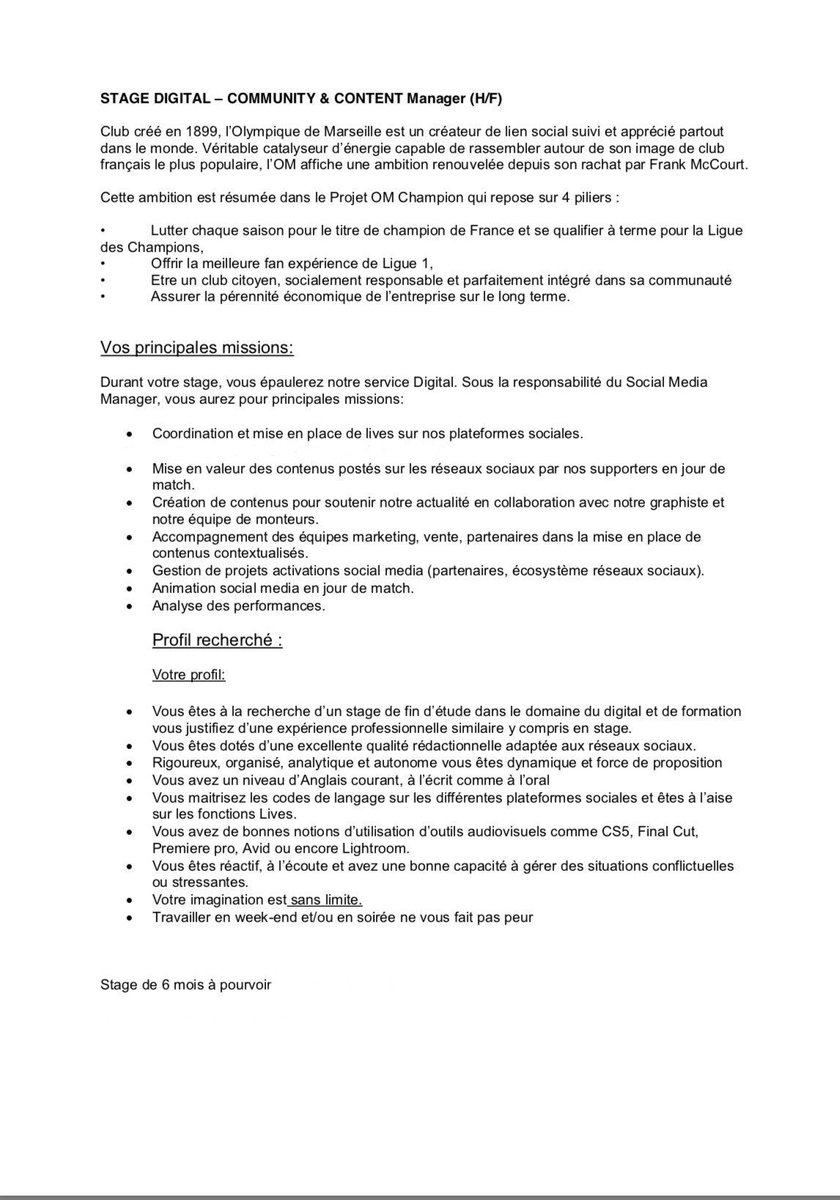 Llbln Lipp On Twitter Stage Cm En Devenir Je Recrute Un Community Manager Dans Mon Equipe A L Om Officiel Postuler Alban Lipp Om Fr Https T Co Lbuocuwiu9