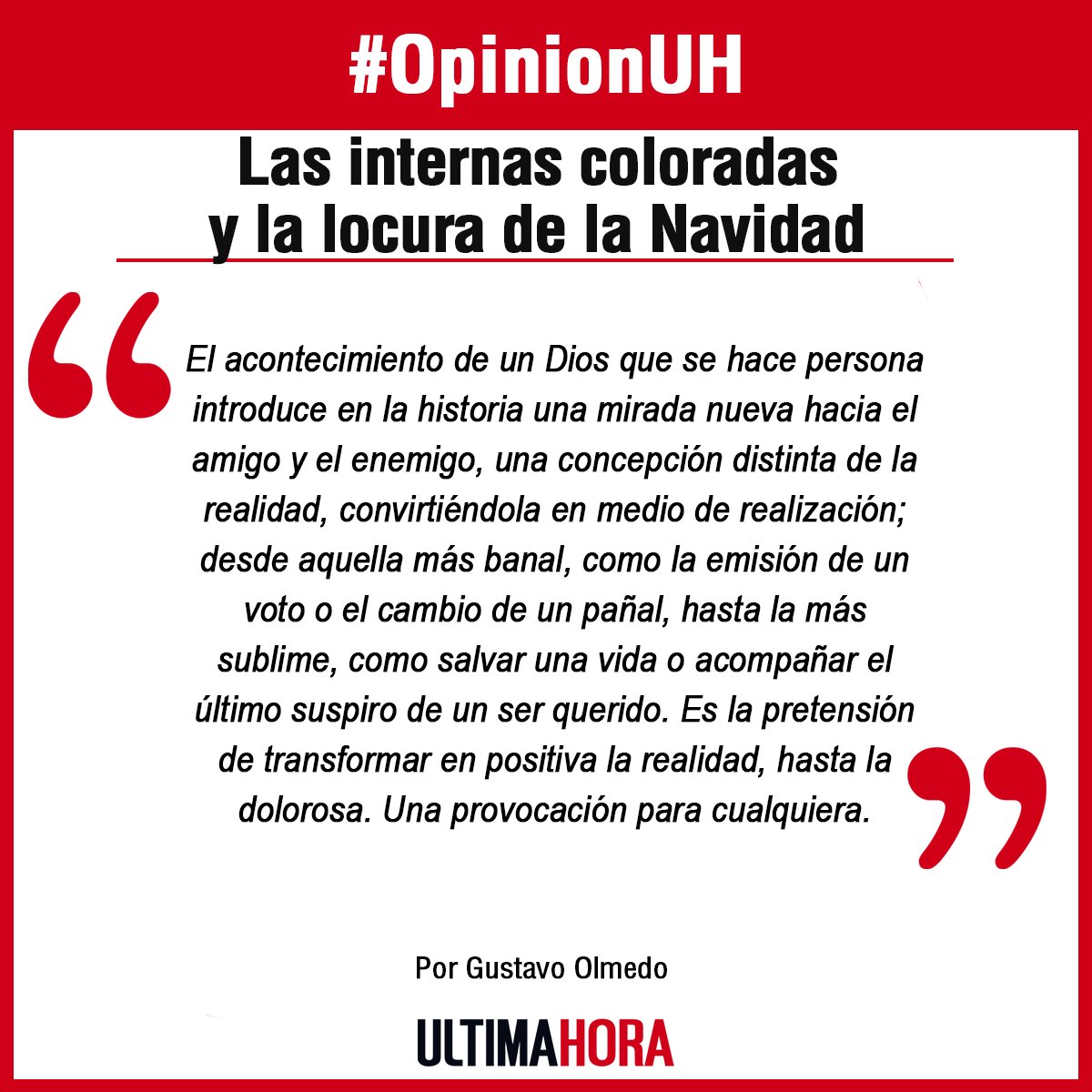 UltimaHoracom's tweet photo. #Internas2017 Las internas coloradas y la locura de la Navidad
https://t.co/6Ld4pIHc7U
- Por Gustavo Olmedo https://t.co/2yAuACsf3S