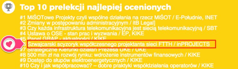 WojciechKozicki's tweet photo. @inProjectsPL Prezentacja inProjects znalazła się w gronie najlepiej ocenionych (a było ich łącznie prawie 50). Więcej danych: https://t.co/7ehWMtfpwF https://t.co/D0e8SZH3ym