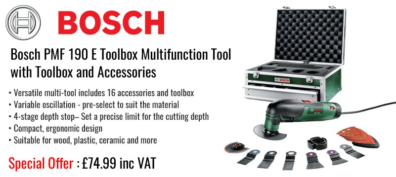 Miles Tools on Twitter: "Bosch 0603100572 PMF 190 E Toolbox Multifunction  Tool with Toolbox and Accessories - Special Offer £74.99 inc VAT -  https://t.co/C6KTIzW7b2 https://t.co/UMgOFOB99K" / Twitter