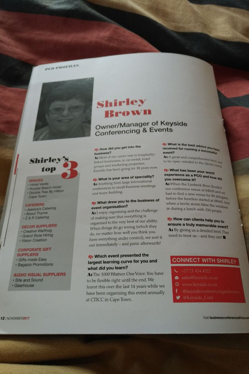 keyside_conf's tweet photo. Shirley Brown, owner of Keyside, features in the Business Conference Africa magazine in the November issue. https://t.co/urA9hb0OZO