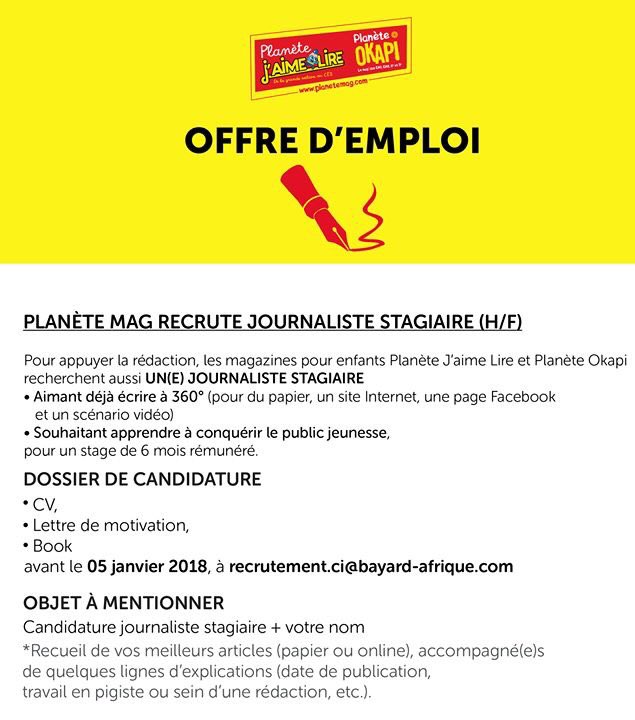 laurebledou's tweet photo. Voici la suite: les #magazine-s #PlaneteJaimeLire et #PlaneteOkapi renforcent leur équipe éditoriale. A #RT svp, merci! #job #CDI #stage #emploi #RH #civ #presse #jeunesse https://t.co/ugpJ1WqJ47