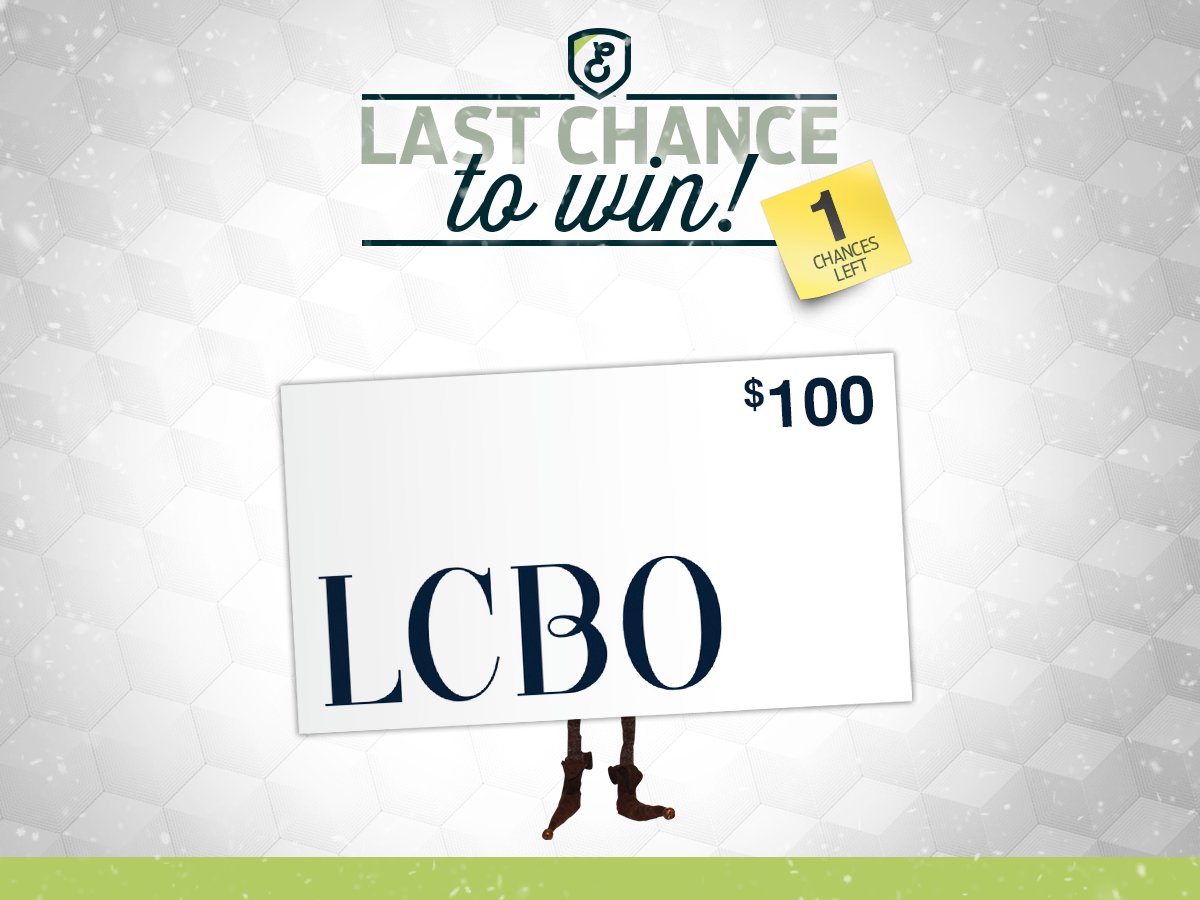It’s day 12 which means it’s your last chance to win a $100 LCBO gift card, or any other gift of your choice. Enter at excaliburinsurance.ca/12days/ to win.
The winner will be announced tomorrow. Ontario only. 
#ChristmasContest #Contest