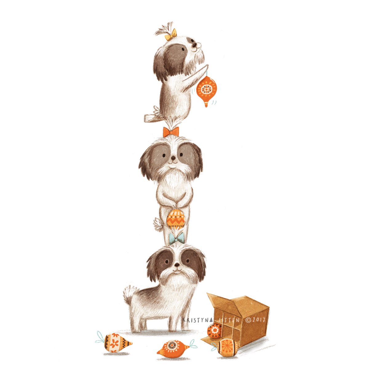 KristynaLitten's tweet photo. Shih tzus putting up the baubles. #DogsOfDecember #dogs #Christmas #TeamWork https://t.co/0jrdN0jpAb