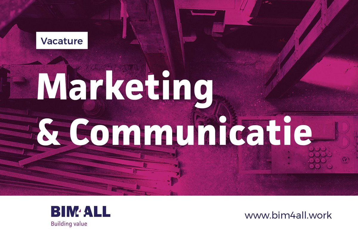 #Vacature #Marketing &amp; #Communicatie bij het leukste bedrijf in de bouwsector! Bekijk 'm helemaal op bim4all.work en solliciteer direct.