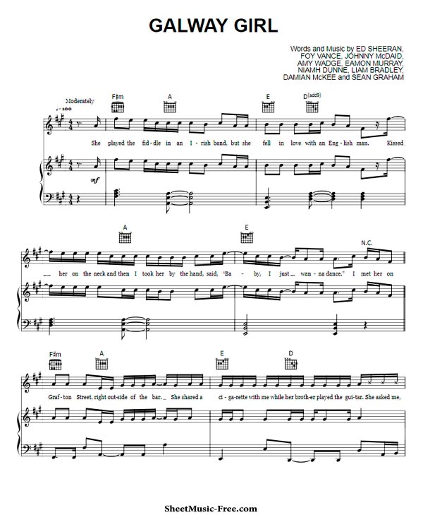 Galway Girl Sheet Music, Ed Sheeran