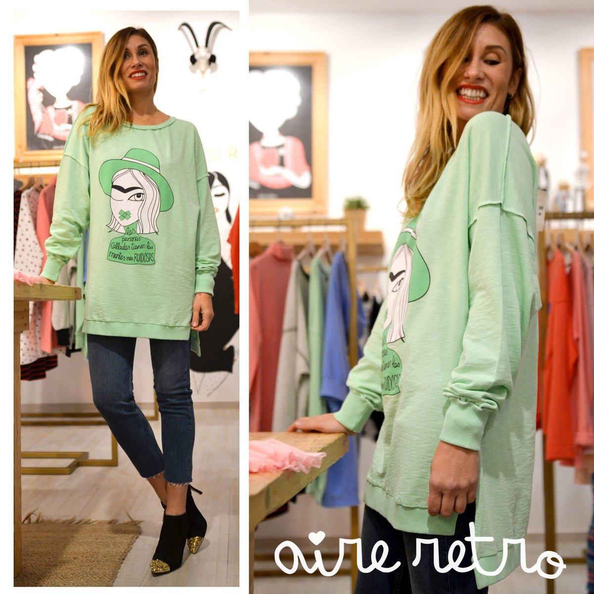 aireretro's tweet photo. Mentes ruidosas 
Oversize, tacto y caída. 
Vuela en https://t.co/UmdmpBJ6YW 
#aireretro #FelizJueves https://t.co/pt6tPurucA